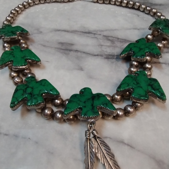 Vintage Silver Phoenix Freebird Turquoise Necklace - Picture 4 of 5